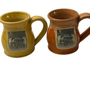 Plantation Cafe Hilton Head NC Mugs‎ Deneen Pottery Yellow and Orange Drip Glaze